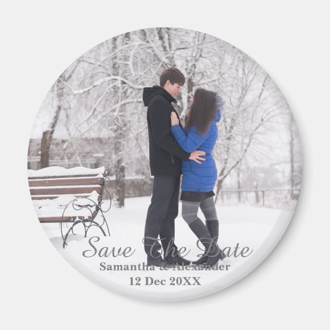 Modern Photo Winter Save The Date Magnet (Front)