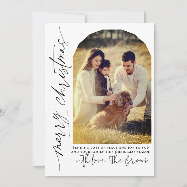 Modern Photo with Arch  Holiday Card (Front)
