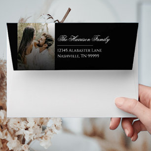 Modern Photo with Black Overlay Wedding Envelope