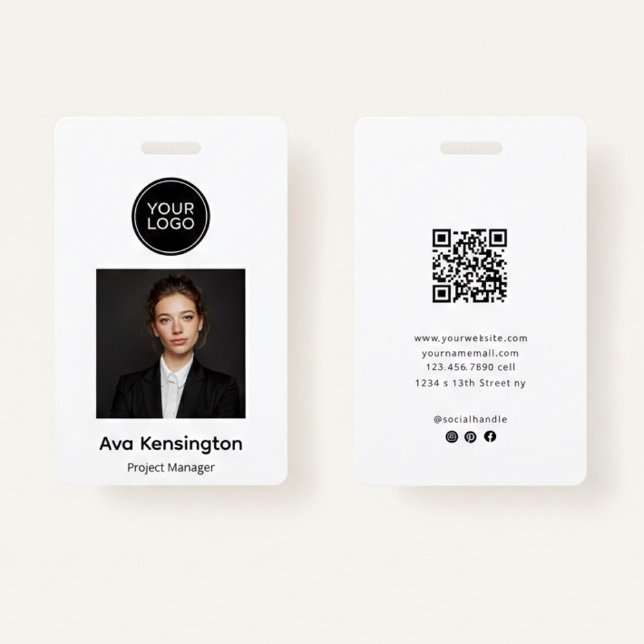 Modern Photo with Logo | Custom Employee Name ID Badge (Creator Uploaded)