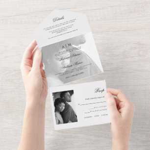Modern Photo with Overlay   Wedding All In One Invitation