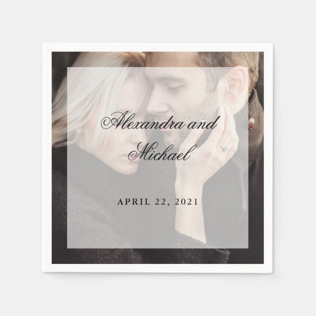 Modern Photo with Overlay | Wedding Napkin (Front)