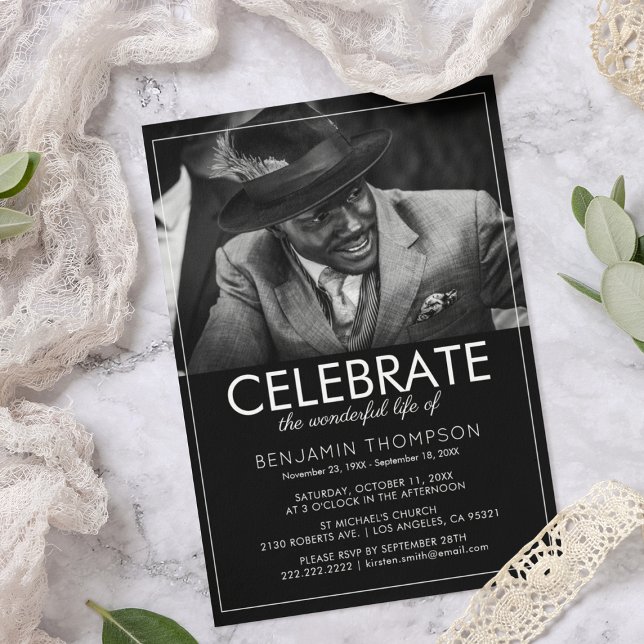 Modern Photograph Funeral Celebration of Life Invitation (Creator Uploaded)
