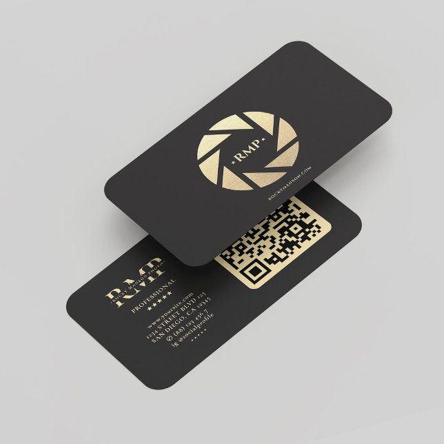 Modern Photographer Black Gold Camera Lens  Business Card (Modern Photographer Black Gold Camera Lens Business Card
)