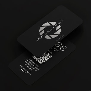 Modern Photographer Black Silver Camera Lens Business Card