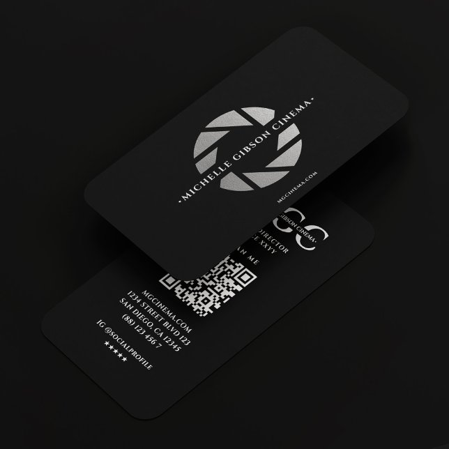 Modern Photographer Black Silver Camera Lens   Business Card (Modern Photographer Black Silver Camera Lens Business Card
)