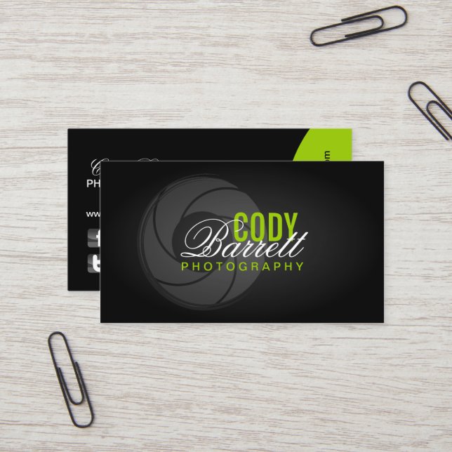 Modern Photographer Business Card (Front/Back In Situ)