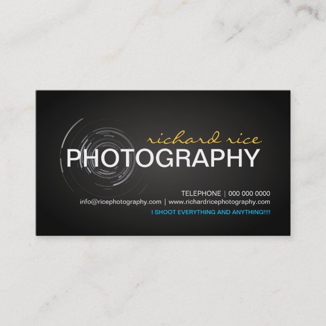 Modern Photographer Business Cards (Front)
