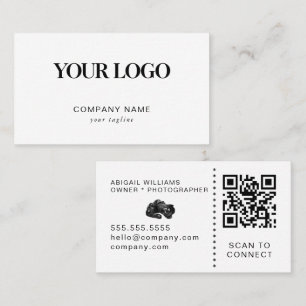 Modern Photographer Custom Logo QR Code Business Card