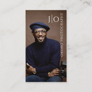Modern Photographer Custom Monogram Custom Photo Business Card