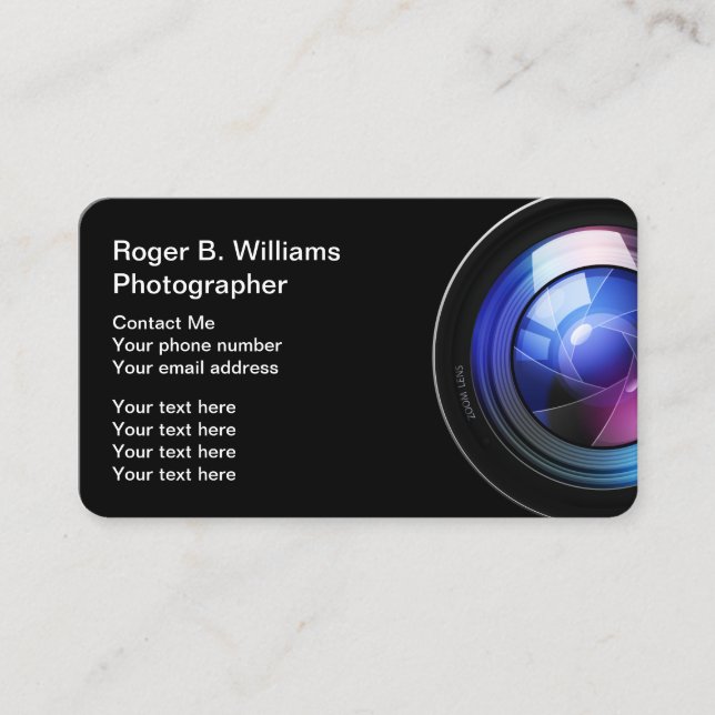 Modern Photographer Design Business Card (Front)