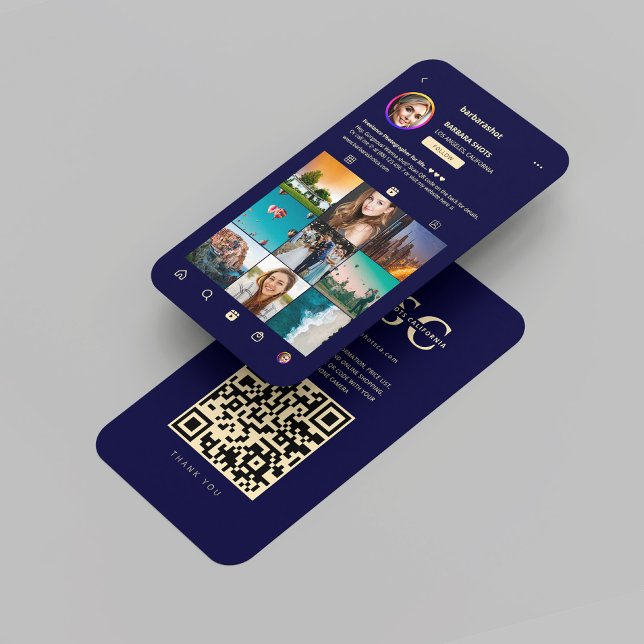 Modern Photographer Midnight Blue Gold Instagram Business Card (Modern Photographer Midnight Blue Gold Instagram Business Card
)