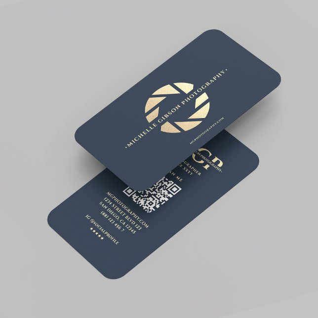 Modern Photographer Monogram Dark Blue Gold Camera Business Card (Modern Photographer Monogram Dark Blue Gold Camera Business Card
)