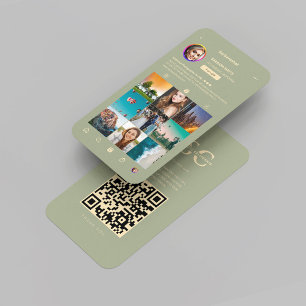 Modern Photographer Sage Green Instagram Grid Business Card