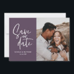 Modern photographic floral wedding save the date<br><div class="desc">Modern photographic floral photo wedding save the date. In purples,  pinks,  browns and green. Modern take on rustic wedding with script handwriting.</div>