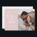 Modern photographic floral wedding save the date<br><div class="desc">Modern photographic floral photo wedding save the date. In purples,  pinks,  browns and green. Modern take on rustic wedding with script handwriting.</div>