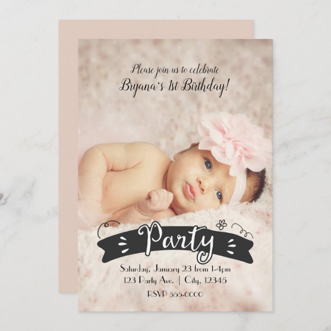 Modern Photography Birthday Party Photo Invitation (Front/Back)