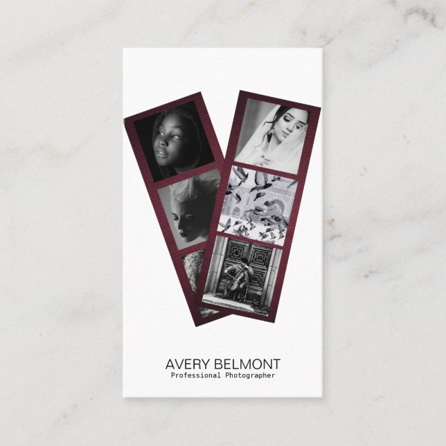 Modern Photography collage wood background Business Card (Front)