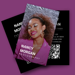 Modern Photography Minimalist Photo QR Code  Business Card