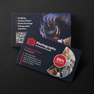 Modern Photography Photo Photographer QR Code Business Card