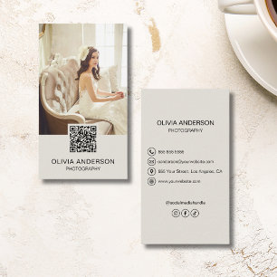 Modern Photography QR Code Photographer Business Card
