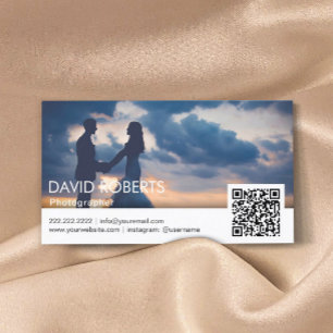 Modern Photography QR Code Photographer Business Card