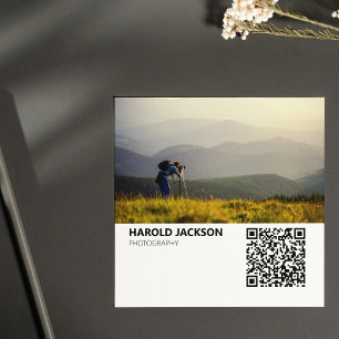Modern Photography QR Code Photographer Square Business Card