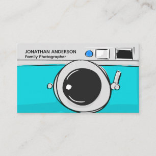 Modern Photography Teal Blue Camera Photographer Business Card
