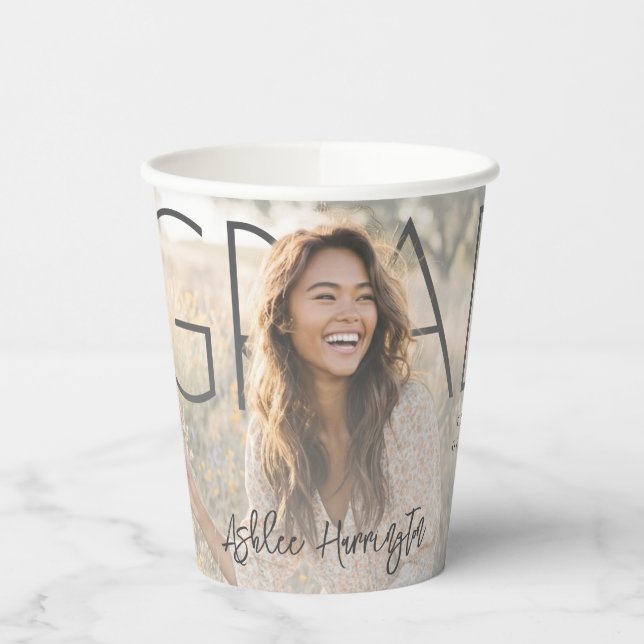 Modern PhotoPop Graduation Paper Cups (Left)