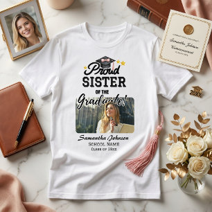 Modern PhotoPop White Proud Sister High School T-Shirt