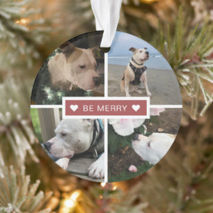 Modern Photos Collage Be Merry Ornament