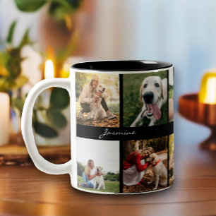 Modern Photos Collage Dog Two-Tone Coffee Mug