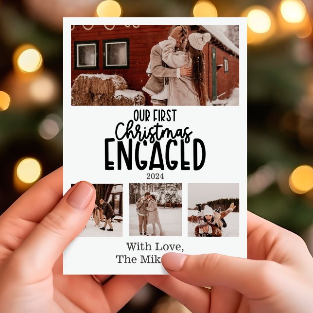 Modern Photos First Christmas Engaged Holiday Card (Creator Uploaded)