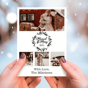 Modern Photos Married and Merry Holiday Card