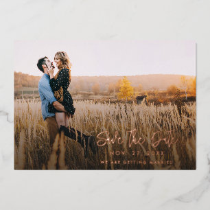 Modern Photos Script Wedding Save the Date Card
