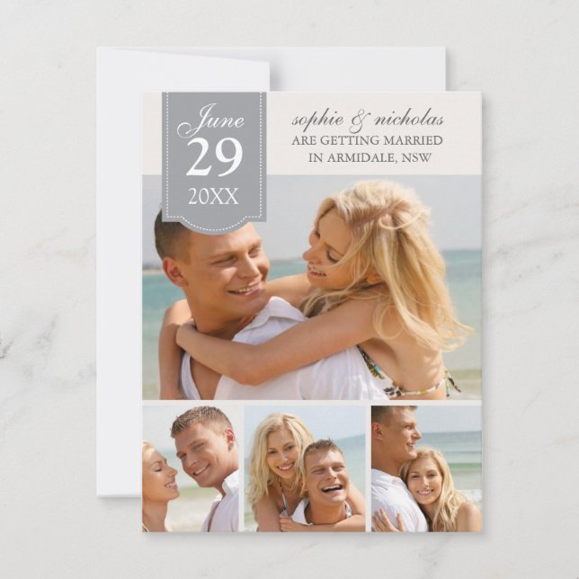 Modern photos wedding save the date (Front)
