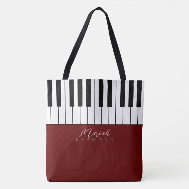 Modern Piano All-Over Tote Bag with Name (Front)