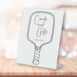 Modern Pickleball Bridal Shower Cards & Gifts Pedestal Sign