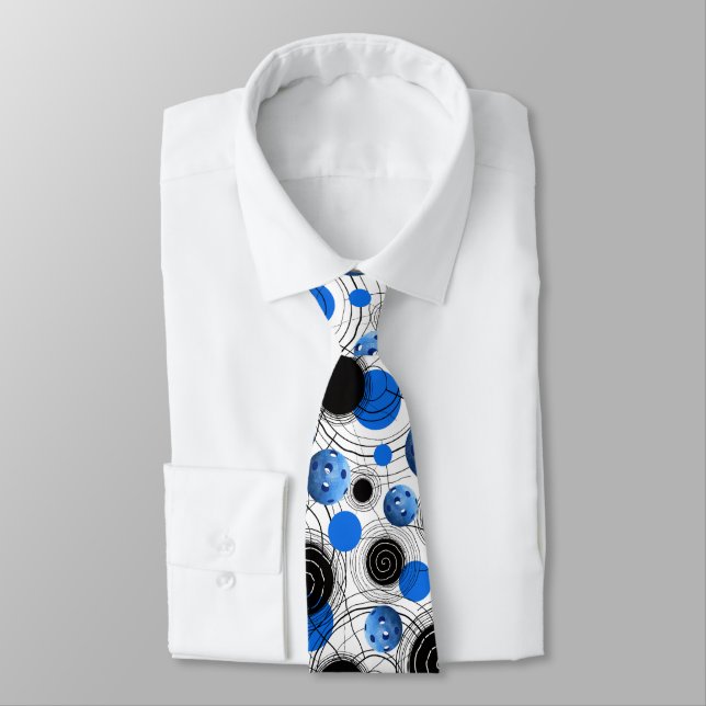 Modern Pickleball Pattern Blue Tie (Tied)
