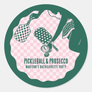 Modern Pickleball & Prosecco Bachelorette Weekend Classic Round Sticker