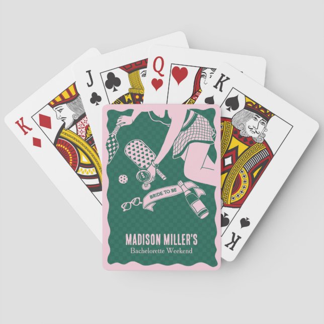Modern Pickleball & Prosecco Bachelorette Weekend  Playing Cards (Back)
