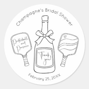 Modern Pickleball Prosecco Bridal Shower Thank You Classic Round Sticker