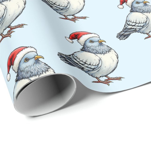 Modern Pigeon Santa Claus Christmas Wrapping Paper (Roll Corner)