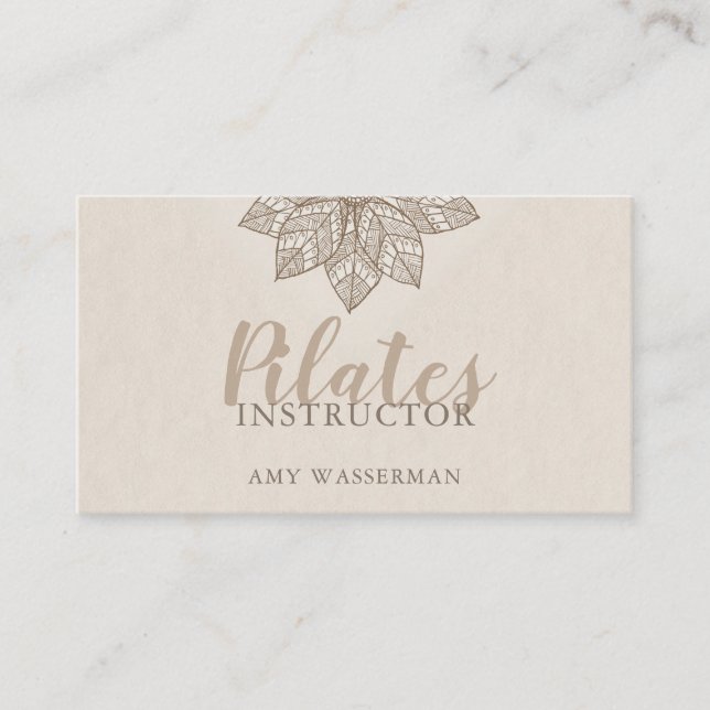 Modern Pilates Instructor Lotus Flower Business Card (Front)