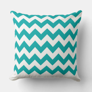 Modern Pillow Teal Blue Zig Zag Pattern CH9