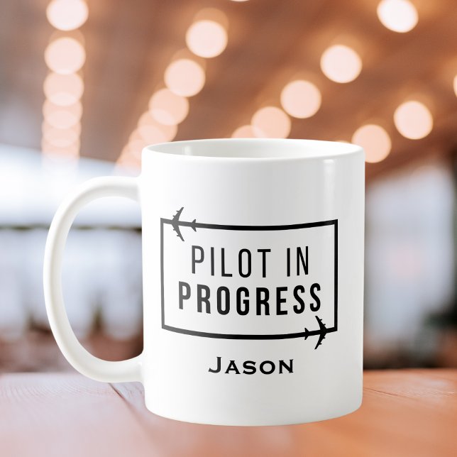 Modern Pilot in Progress & Aeroplane, Custom Trave Coffee Mug (Creator Uploaded)