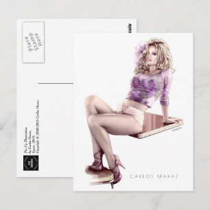 Modern Pin-Up Girl Illustration Postcard