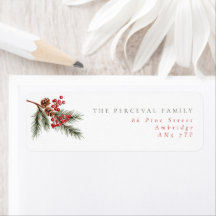Modern Pine Branch Family Return Address