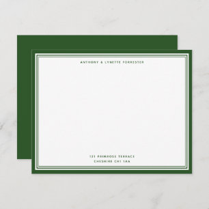 Modern Pine Green Name & Address Note Card