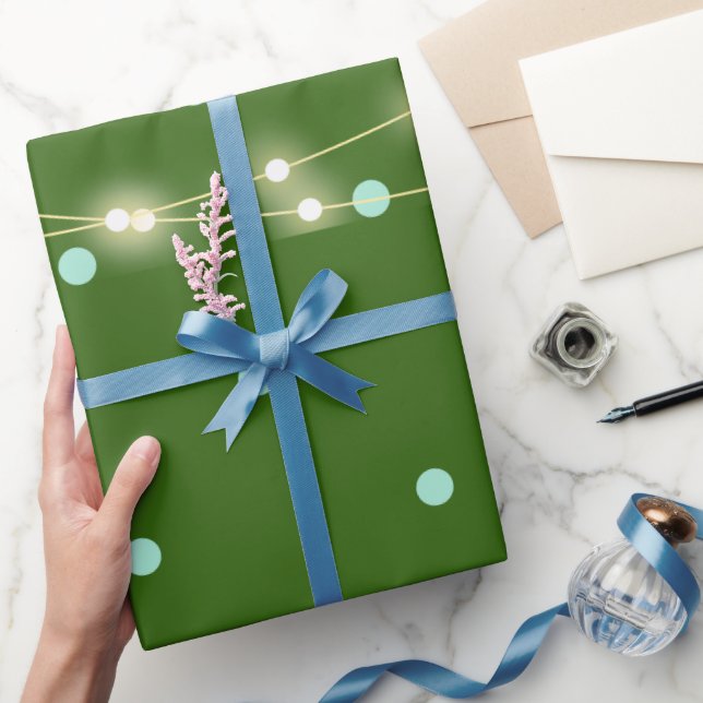 Modern Pine Green Neon Glowing Wrapping Paper (Gifting)
